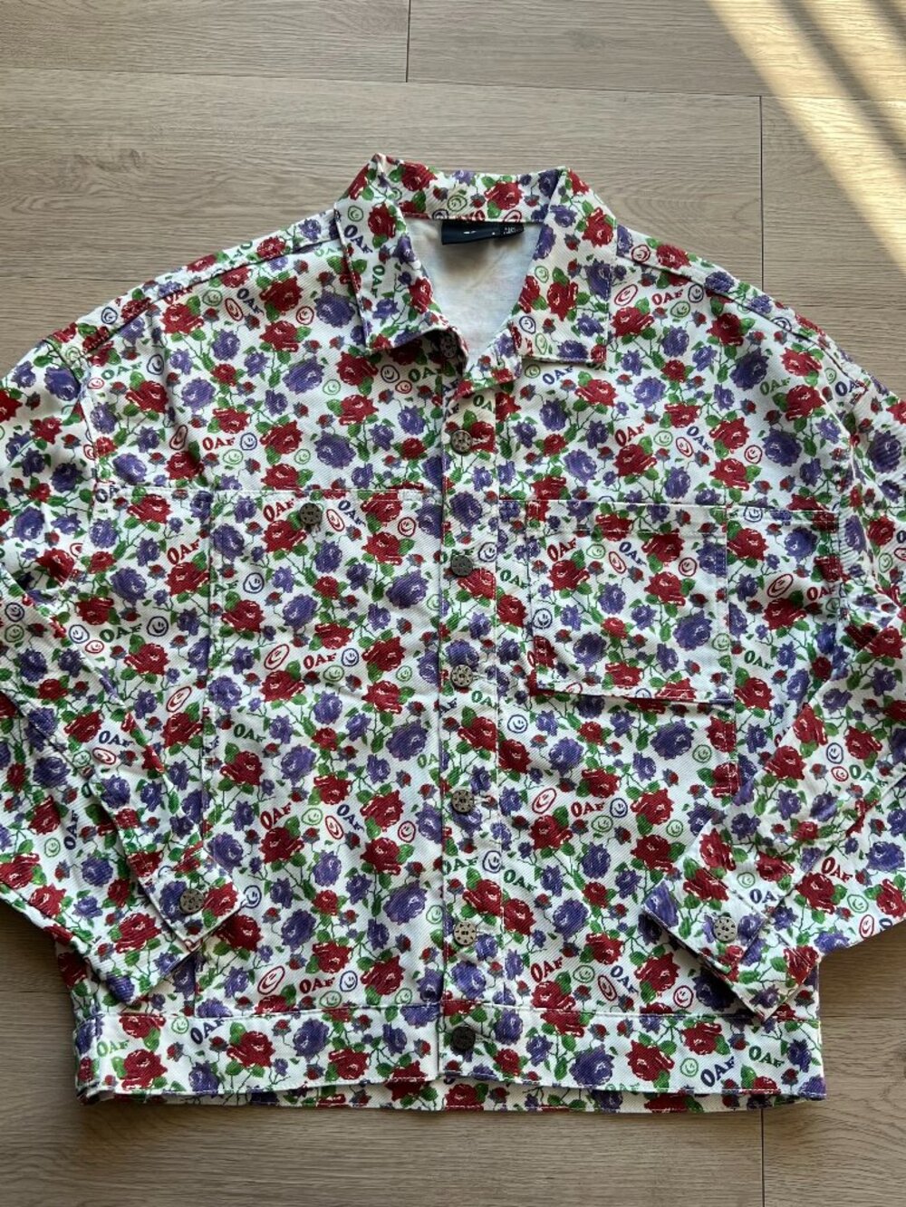 Lazy Oaf White Floral Unisex Denim Jacket